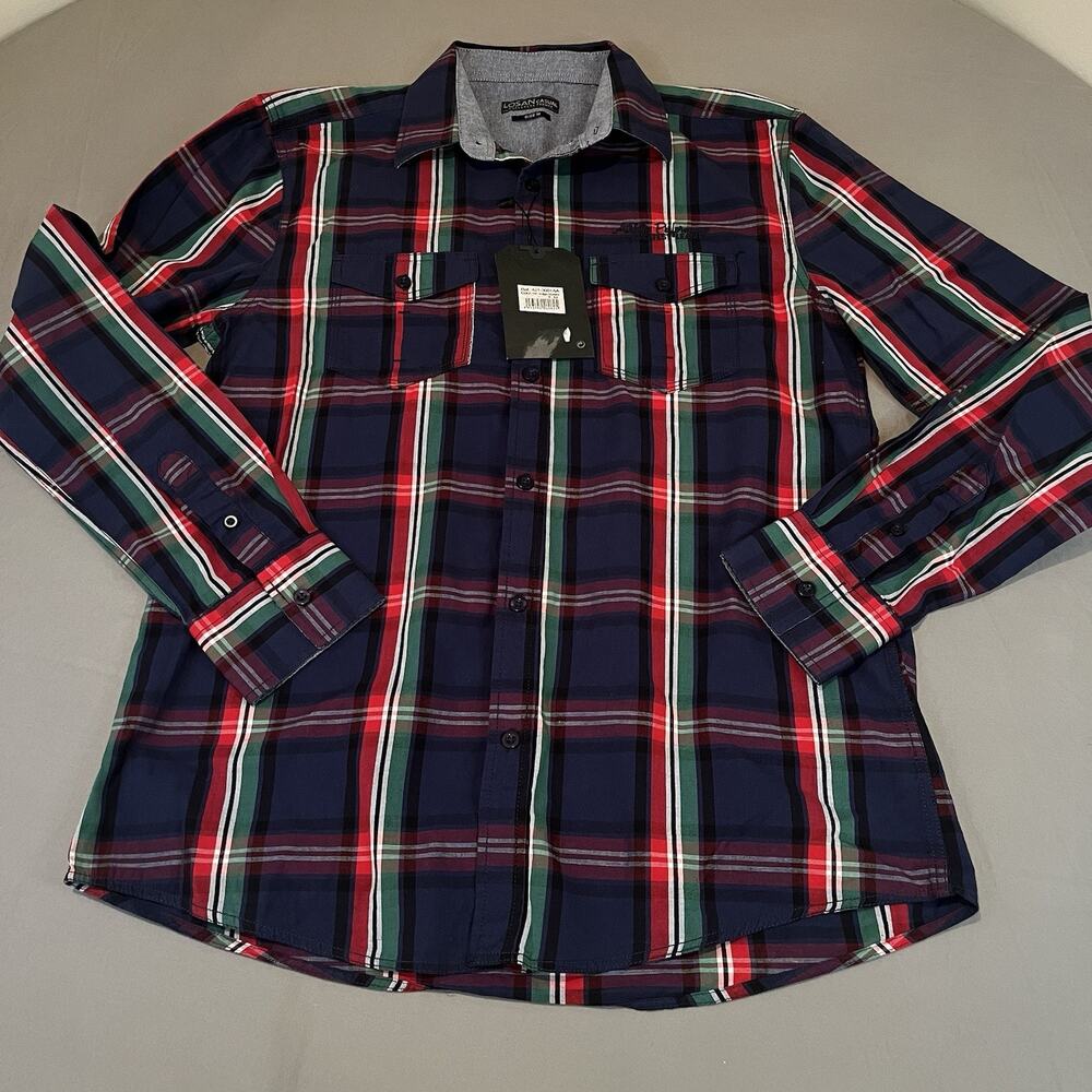 Losan Button Mens Long Sleeve Shirt Plaid "Athletic Performance Greatest League"
